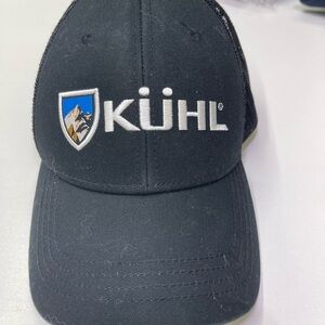 Kuhl Black Baseball Cap with Blue and Grey Shield Logo